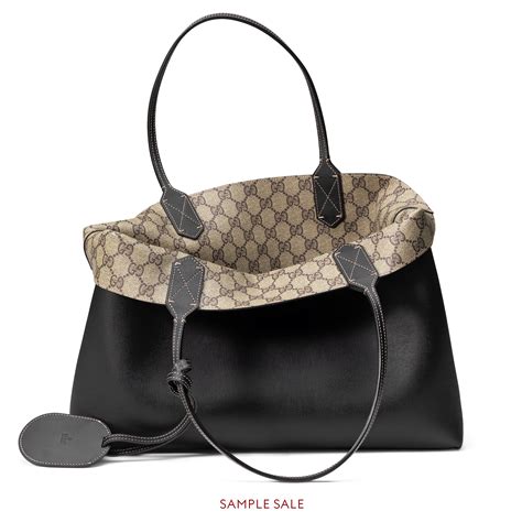 borsa shopping gucci con manici in pelle tessuto blu|GUCCI .